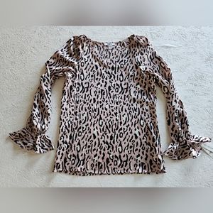 Bar III V-neck animal print top XXS flowy Pink Black White Silky feel Y2K